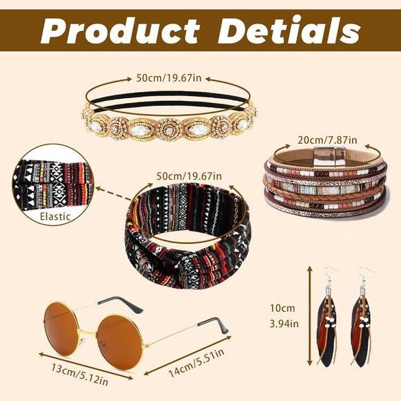 60s 70s Outfit for Women Hippy Accessories Fringe Hippie Vest Clothes for Hallow - Picture 7 of 7